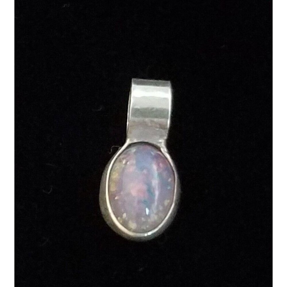 Sterling silver 925 charm oval pendant NEW vintage faux opal artisan handcrafted - Picture 4 of 6